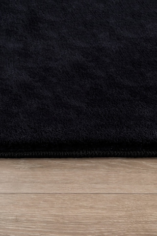 Vl Comfort Peluş Halı Gri Overloklu Siyah
