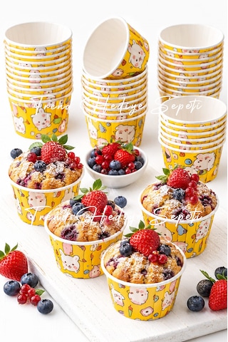 50'li Tavşan Desenli Turuncu Muffin Cupcake Kalıbı Kek Kapsülü , Airfryer Uyumlu