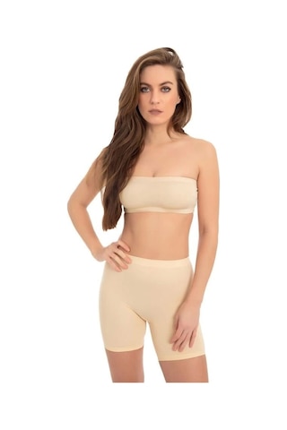 Cottonhill Premium Ultra-rahat Seamless Yüksek Bel Uzun Paça Boxer-ten Ten