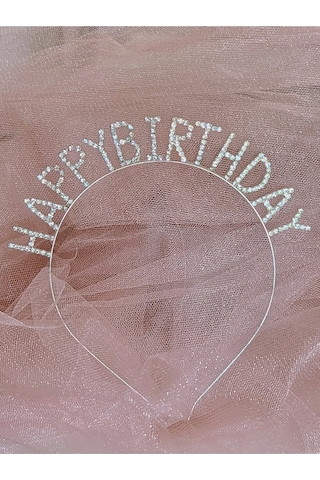 Doğum Günü Happy Birthday Metal Kristal Taşlı Taç Çok Renkli