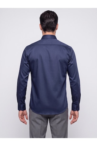 White Stone Lacivert Non-ıron Pamuklu Dynamic Fit Erkek Uzun Kollu Gömlek