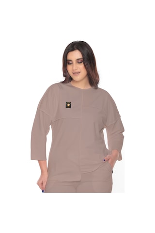 Lady Majestic Cotton 1. Kalite Büyük Beden Özel Tasarım Eşofman Takımı Vizon