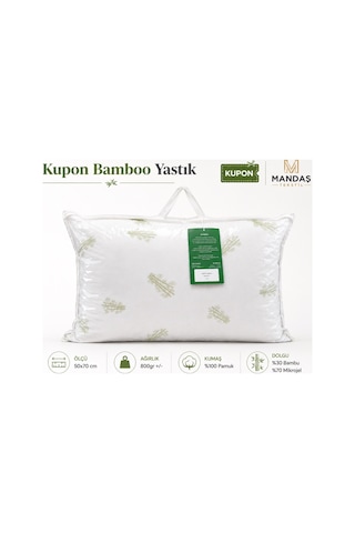 Kupon Bamboo Yastık 800gr Çantalı 50x70 Beyaz