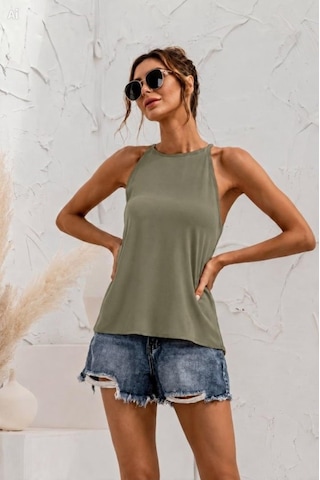 Alyn Wear Kadın Sırtı Damla Detay Kolsuz Atlet Bluz Haki