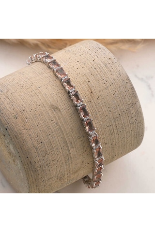 Blackcraft 925 Ayar Gümüş Kare Zultanit Taşlı Kadın Bileklik Modern