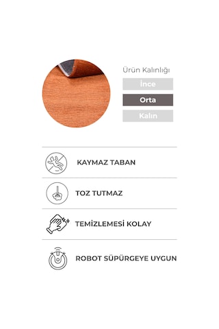 Azra Oval Kiremit Halı Kaymaz Taban, Yumuşak Dokulu Antre Ve Mutfak Kilimi