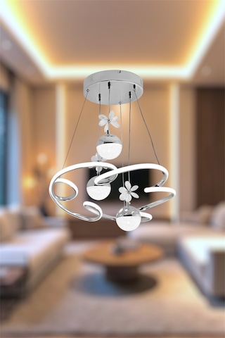 Ey Shop Krom 3 Lü Toplu Cloud 3 Renk Byz&sarı&günış Led Avize