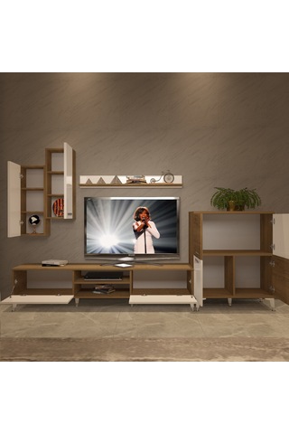 Decoraktiv Eko 6 Mdf Dvd Silver Tv Ünitesi Tv Sehpası Pera - Beyaz