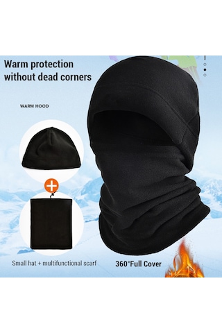 Geeksen Kış Outdoor Polar Fleece Multifonksiyon Elbise: Yüz-baş-kalınlık Isıtıcı, Rüzgar Engeli, Bisiklet-skayak Sporu Kullanıma Uygun Siyah Siyah