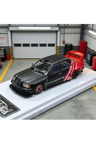 Rhino Model 1/64 Mercedes Benz 190e W124 Black Red Stripe