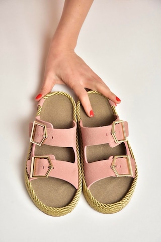 Fox Shoes U596030202 Pudra Süet Kadın Terlik Pudra