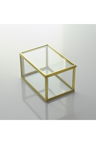 Cam Kutu Pirinç & Gold 15x10x8cm