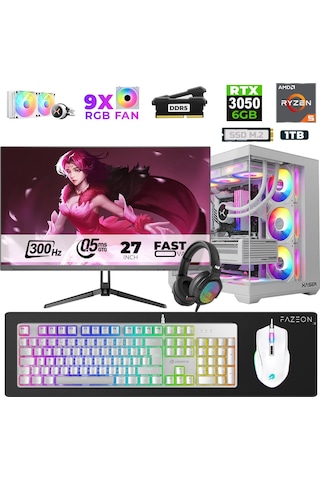 Xaser Star X180 R5-7500F 16 GB 1 TB SSD 6 GB RTX3050 27" Dos NVME Masaüstü Oyuncu Bilgisayarı