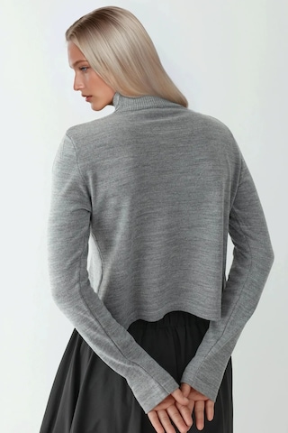 Hiccup Asimetrik Turtleneck Triko Kazak Gri