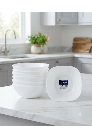 Cam Carıne Beyaz 6 Lı Çok Amaçlı Kase -14 Cm