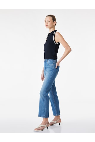 Koton Dar Kesim Normal Bel Cepli İspanyol Paça Jean Pantolon - Flare Jeans Orta İndigo 6sal40013md İndigo