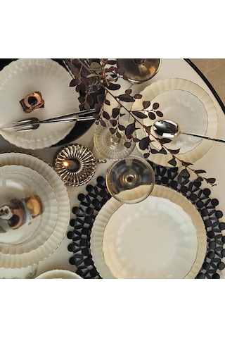 Kütahya Porselen Bone Luz-form 52 Parça Yemek Takımı Platin File
