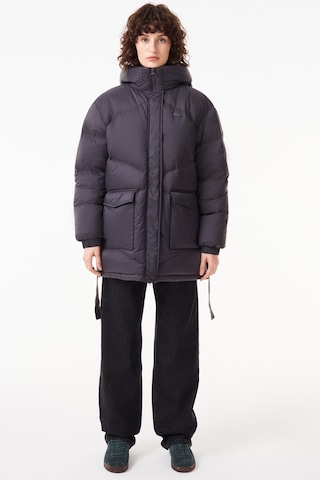 Lacoste Down Fill Water Resistant Womens Jacket Black Su İtici Dik Yaka Kapişonlu Kaz Tüyü Kadın Mont Siyah