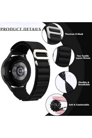 Samsung Uyumlu Galaxy Watch 8 40mm 44mm Classic 46mm Alpine Loop Kumaş Kancalı Kordon