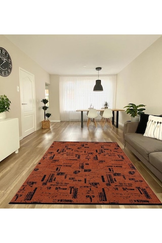 Çam Halı Bodrum Bdr 116 Kiremit Özel Latex Kaymaz Tabanlı Kilim
