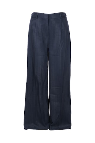 Unique Mode Minimalist Oversize Çizgili Kadın Pantolon - Yüksek Bel Geniş Paça Lacivert