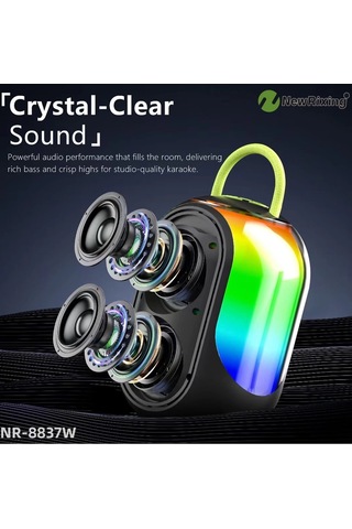 Vtn-37 Bluetooth Çift Mikrofonlu Kablosuz Karaoke Rgb Işıklı Yüksek Sesli Müzik 4 Ses Degıstırme