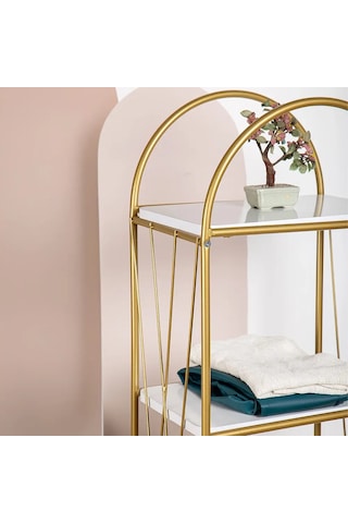 Demeter Gold Metal 4 Katlı Dekoratif Raf Gold