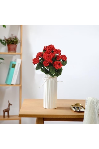 Yapay Çiçek Sardunya Demeti 40 25cm 1.kalite Kırmızı Koyu Balkon Çiçeği