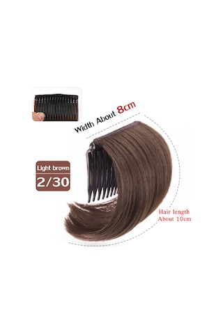 Hangfox Kadınlar İçin Doğal Materyal Kısa Saçlı Saç Takımı, Ön Bölge Saç Eklentisi, Kıvırcık Saç Stili, Hafif Kahve Rengi, Saç Hacmi Artırıcı, Tıraşsız, Taraklı