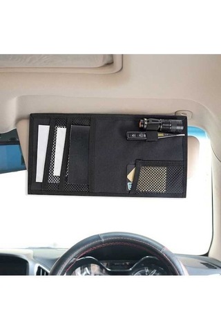 Pazly Universal Araç Güneş Visor Organizatörü - Ehliyet Ve Belgeler İçin Çoklu Sahipli Kullanıcı İçin Hızlı Montaj Black Black