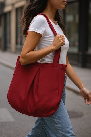 Yunusoğlu Home Bordo Çok Amaçlı Premium Oversize Noktalı Orta Boy Kanvas Kadın El Ve Omuz Çantası Bordo Noktalı