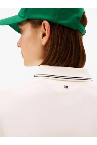 Tommy Hilfiger Th Scrıpt Lyocell Zıp Ss Polo Kadın Bej T-shirt - Ww0ww47853