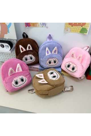 Vkemall Küçük Çocuklar İçin Sevimli Plüsh Çift Omuz Çantası - Yumuşak Kumaşlı, Eğlenceli Tasarım, Temel Eşyaları Taşıma, 26/23/9cm, Pembe Pembe