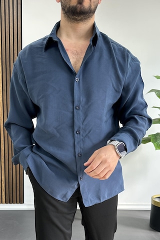 Erkek Salaş Modal Kumaş Gömlek Mavi Edw267 Mavi