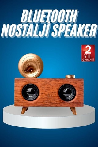Bluetooth Nostalji Speaker Radyo Gramofon Ahşap Renk Vintage - Lisinya Diğer