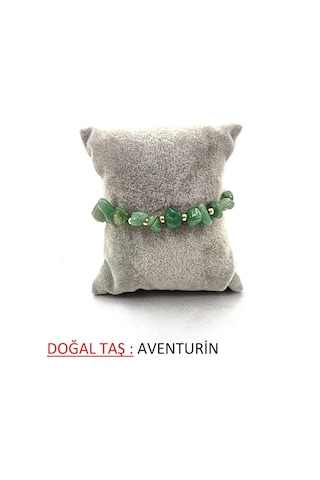 Kırık Doğal Taş Ayarlanbilir Bileklik Yeşil