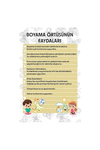 Kelebek Yıkanabilir Boyama Örtüsü 30 40