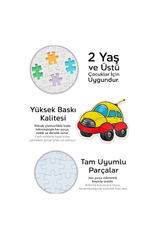 13 Parça Taşıt Figürlü Puzzle Seti - Araba Gemi Uçak Helikopter Şekilli 2-3 Yaş Eğitici Yapboz