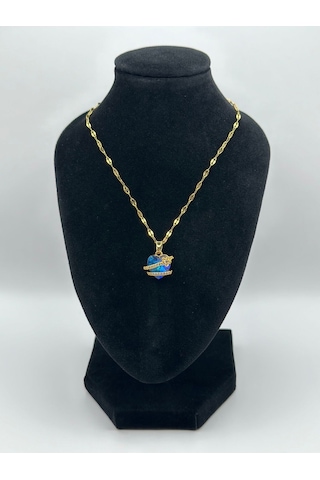 Arnes Jewelry Çelik Zirkon Taşlı Kalpli Kolye Ar482nes Gold