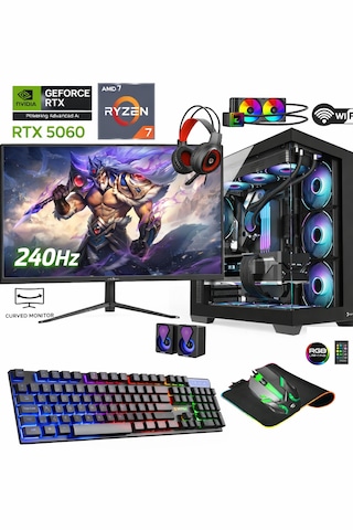 Apphirex Ghost X50 R7-5700X 16 GB 512 GB M2 SSD RTX5060 24" W11P Masaüstü Oyuncu Bilgisayarı
