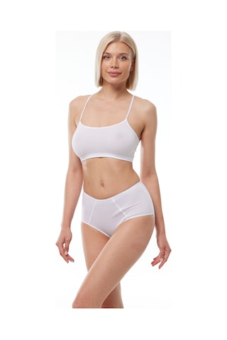 Malabadi Kadın Beyaz 2 Li Paket Pamuk Elastan Sabrina Yüksek Bel Slip Külot 114 Beyaz