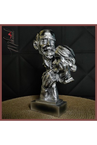 Zamanın Sonuna Kadar Öpüşen Çift Heykeli Romantik Gümüş Kaplama