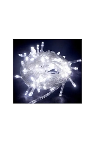 10m 100 Led Boncuk Lamba Beyaz Işık Şeffaf Kablo Standart