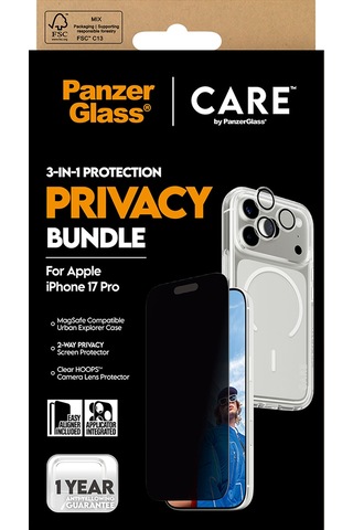Care By Panzerglass Flagship Privacy Apple Uyumlu iPhone 17 Pro 3'lü Telefon Koruma Set- Bundle Uwf+kılıf+lens