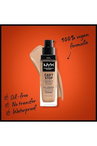 NYX Professional Makeup Can't Stop Won't Stop Full Coverage Foundation 08 True Beige 30 ML