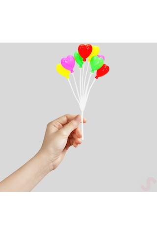 Plastik Minyatür Kalp Teraryum Obje 17Cm - 8'Li Demet