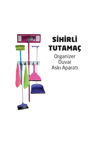 Lerato Sihirli Tutamaç Mop Tutucu Askı Duvara Monte Beyaz