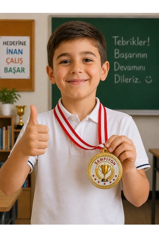 Şampiyon Madalyası - Dijital Baskılı 1. Kalite Madalya Altın