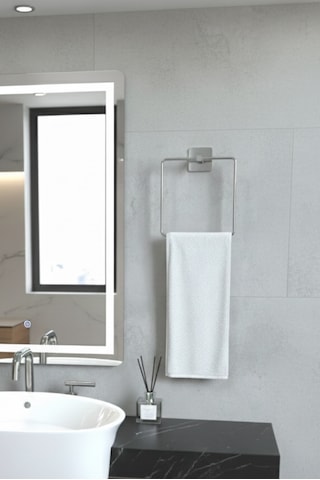 Yapışkanlı Krom Havluluk Kare Banyo Pratik Havluluk Krom