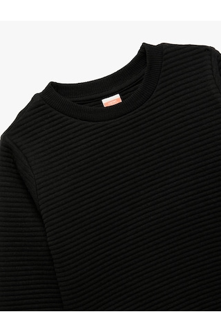 Koton Uzun Kollu Bisiklet Yaka Basic Sweatshirt Siyah 7wmb10015tk